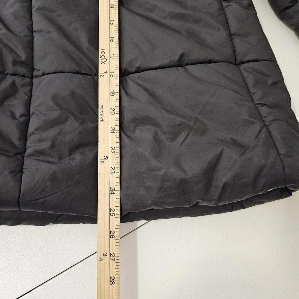Calvin Klein Jeans Puffer Jacket Girls 12/14 Black‎ Faux Fur Hood Fleece Lined